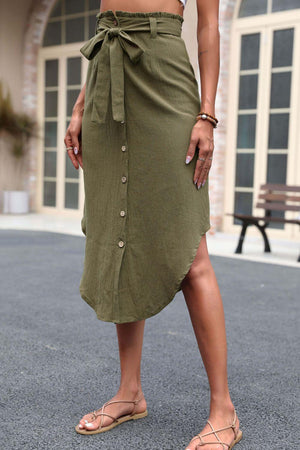 Uniquely Beautiful Tie Belt Curved Hem Skirt - MXSTUDIO.COM