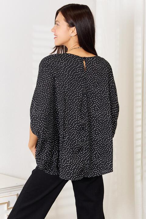 Uniquely Printed Black Dolman Sleeve Blouse - MXSTUDIO.COM