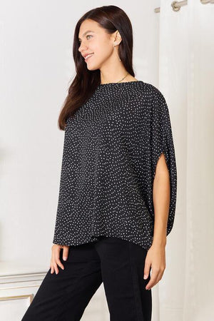 Uniquely Printed Black Dolman Sleeve Blouse - MXSTUDIO.COM