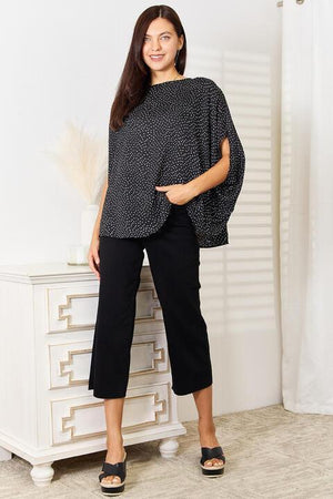 Uniquely Printed Black Dolman Sleeve Blouse - MXSTUDIO.COM