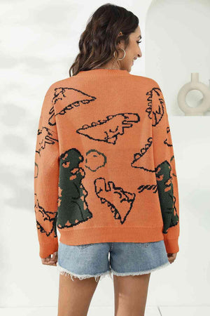 Uniquely Warm Crew Neck Dinosaur Sweater - MXSTUDIO.COM