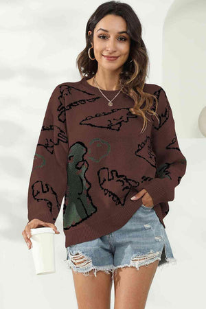Uniquely Warm Crew Neck Dinosaur Sweater - MXSTUDIO.COM