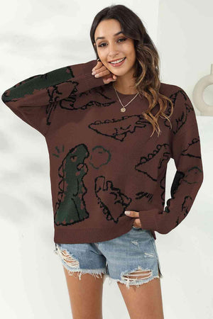 Uniquely Warm Crew Neck Dinosaur Sweater - MXSTUDIO.COM