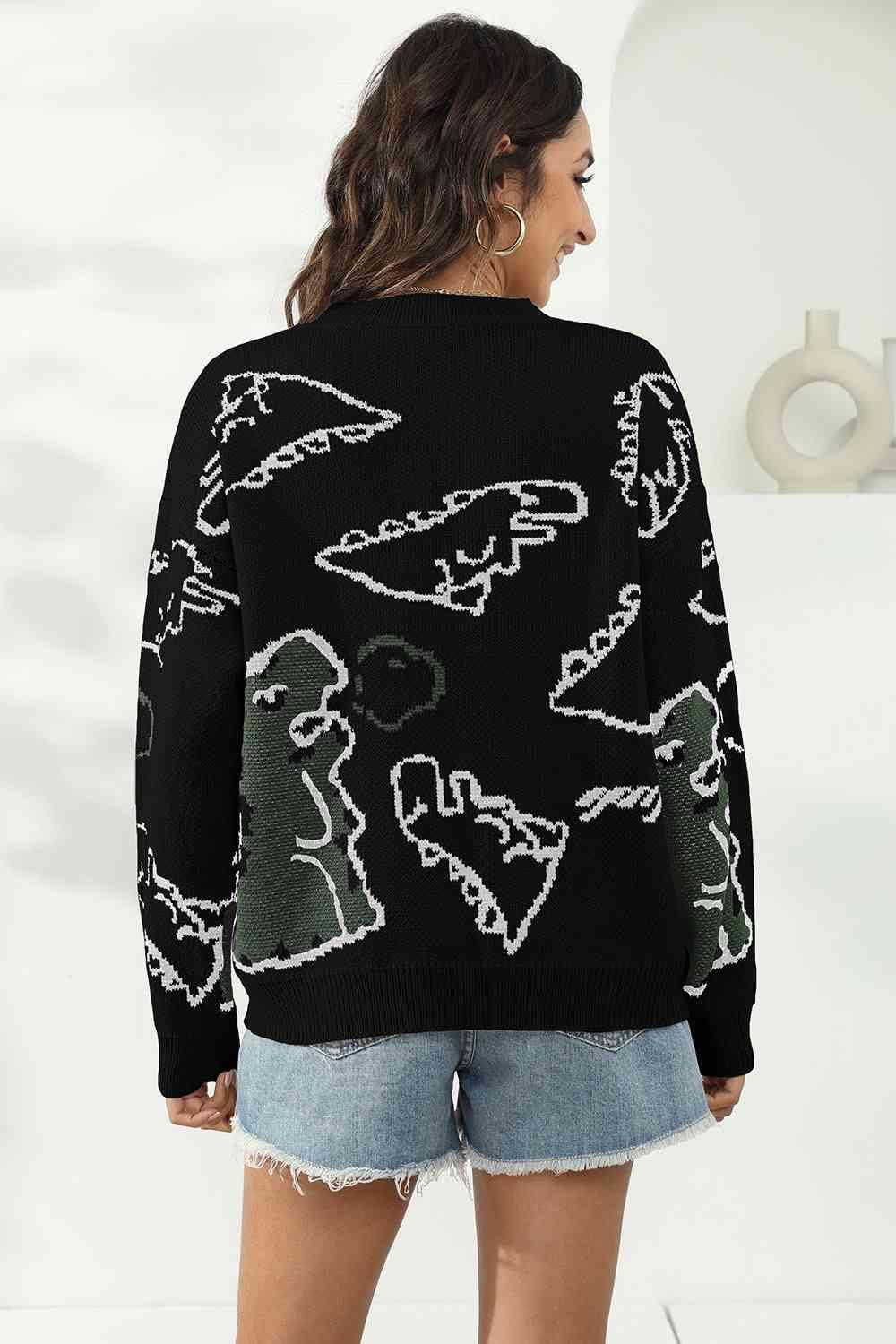 Uniquely Warm Crew Neck Dinosaur Sweater - MXSTUDIO.COM