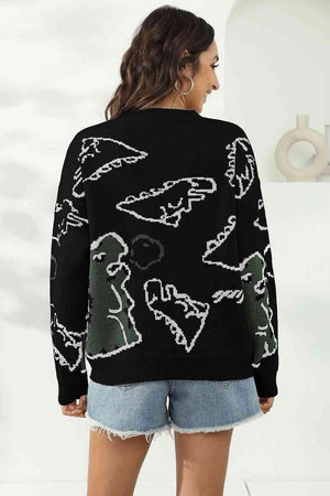 Uniquely Warm Crew Neck Dinosaur Sweater - MXSTUDIO.COM