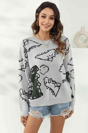 Uniquely Warm Crew Neck Dinosaur Sweater - MXSTUDIO.COM