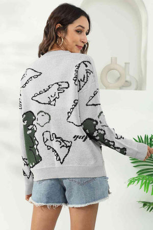 Uniquely Warm Crew Neck Dinosaur Sweater - MXSTUDIO.COM