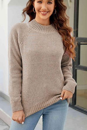 Unmatched Comfort Mock Neck Waffle Knit Sweater - MXSTUDIO.COM