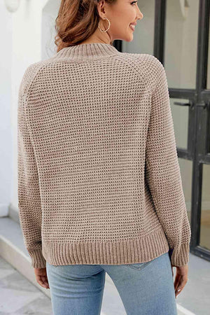 Unmatched Comfort Mock Neck Waffle Knit Sweater - MXSTUDIO.COM
