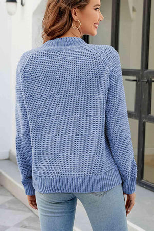 Unmatched Comfort Mock Neck Waffle Knit Sweater - MXSTUDIO.COM