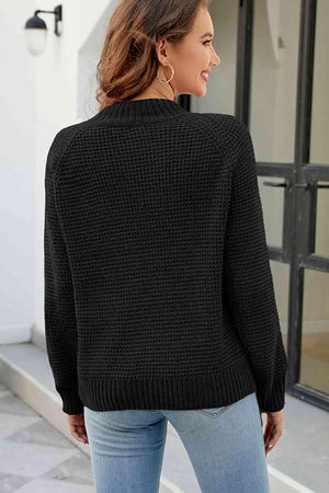 Unmatched Comfort Mock Neck Waffle Knit Sweater - MXSTUDIO.COM