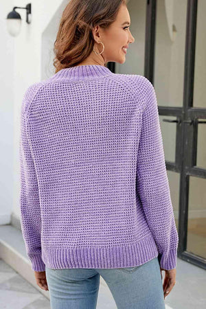 Unmatched Comfort Mock Neck Waffle Knit Sweater - MXSTUDIO.COM