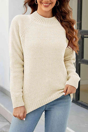 Unmatched Comfort Mock Neck Waffle Knit Sweater - MXSTUDIO.COM