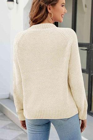 Unmatched Comfort Mock Neck Waffle Knit Sweater - MXSTUDIO.COM