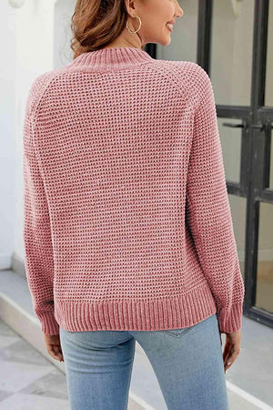 Unmatched Comfort Mock Neck Waffle Knit Sweater - MXSTUDIO.COM