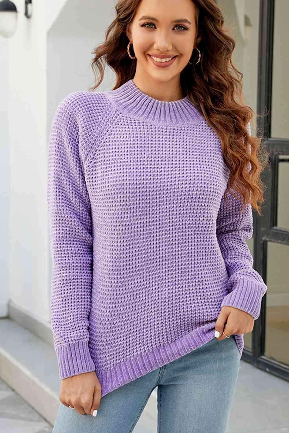 Unmatched Comfort Mock Neck Waffle Knit Sweater - MXSTUDIO.COM