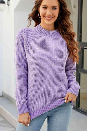 Unmatched Comfort Mock Neck Waffle Knit Sweater - MXSTUDIO.COM