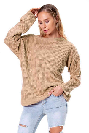 Unordinary Comfort Boat Neck Waffle Knit Sweater - MXSTUDIO.COM
