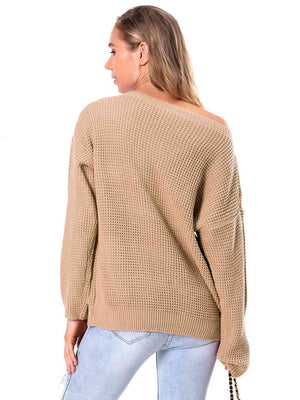 Unordinary Comfort Boat Neck Waffle Knit Sweater - MXSTUDIO.COM
