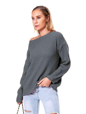 Unordinary Comfort Boat Neck Waffle Knit Sweater - MXSTUDIO.COM