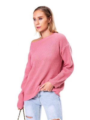 Unordinary Comfort Boat Neck Waffle Knit Sweater - MXSTUDIO.COM