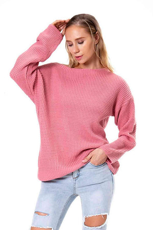 Unordinary Comfort Boat Neck Waffle Knit Sweater - MXSTUDIO.COM