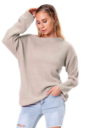 Unordinary Comfort Boat Neck Waffle Knit Sweater - MXSTUDIO.COM
