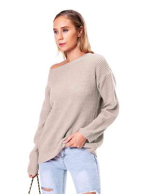 Unordinary Comfort Boat Neck Waffle Knit Sweater - MXSTUDIO.COM