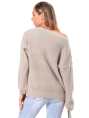 Unordinary Comfort Boat Neck Waffle Knit Sweater - MXSTUDIO.COM
