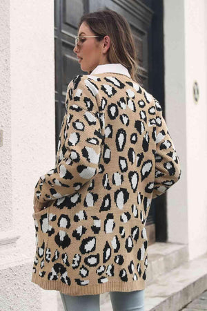 Untamed Warmth Open Front Leopard Cardigan - MXSTUDIO.COM