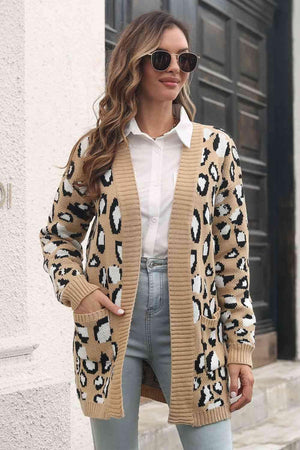 Untamed Warmth Open Front Leopard Cardigan - MXSTUDIO.COM