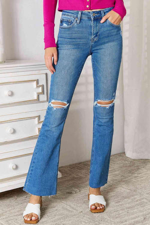 Urban Fashion Stretch Ripped Bootcut Jeans - MXSTUDIO.COM