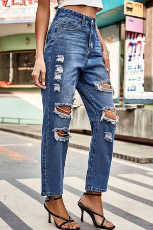Urban Spirit Distressed Cropped Jeans - MXSTUDIO.COM