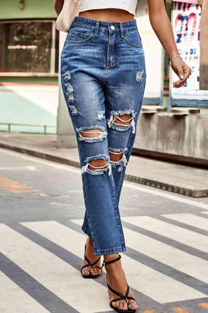 Urban Spirit Distressed Cropped Jeans - MXSTUDIO.COM