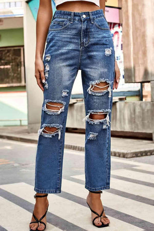 Urban Spirit Distressed Cropped Jeans - MXSTUDIO.COM