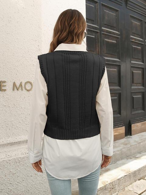 Urban Style Sleeveless Cable Knit Sweater Vest - MXSTUDIO.COM