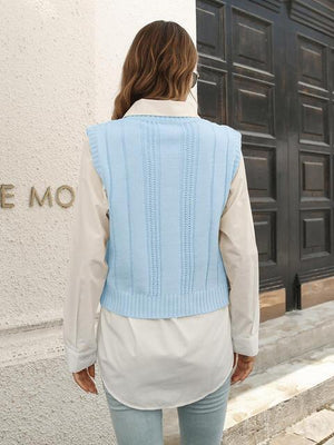 Urban Style Sleeveless Cable Knit Sweater Vest - MXSTUDIO.COM