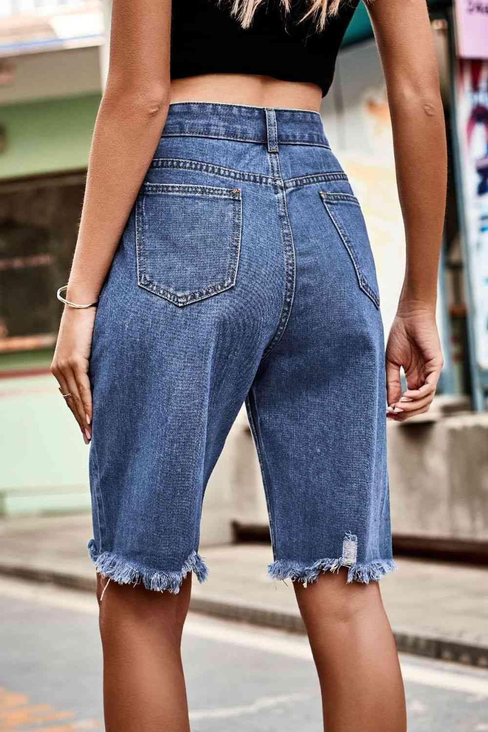 Urban Wear Distressed Denim Bermuda Shorts - MXSTUDIO.COM
