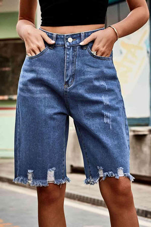 Urban Wear Distressed Denim Bermuda Shorts - MXSTUDIO.COM