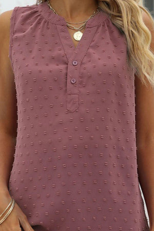 Vacation Must-Have Swiss Dot Notch Neck Tank Top - MXSTUDIO.COM