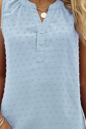 Vacation Must-Have Swiss Dot Notch Neck Tank Top - MXSTUDIO.COM