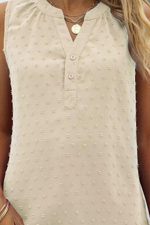 Vacation Must-Have Swiss Dot Notch Neck Tank Top - MXSTUDIO.COM