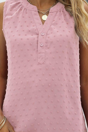 Vacation Must-Have Swiss Dot Notch Neck Tank Top - MXSTUDIO.COM
