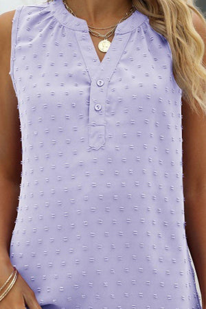 Vacation Must-Have Swiss Dot Notch Neck Tank Top - MXSTUDIO.COM