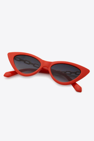 Versatile Chain Detail Cat Eye Polycarbonate Sunglasses - MXSTUDIO.COM