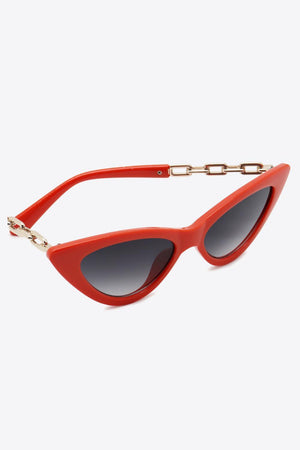 Versatile Chain Detail Cat Eye Polycarbonate Sunglasses - MXSTUDIO.COM