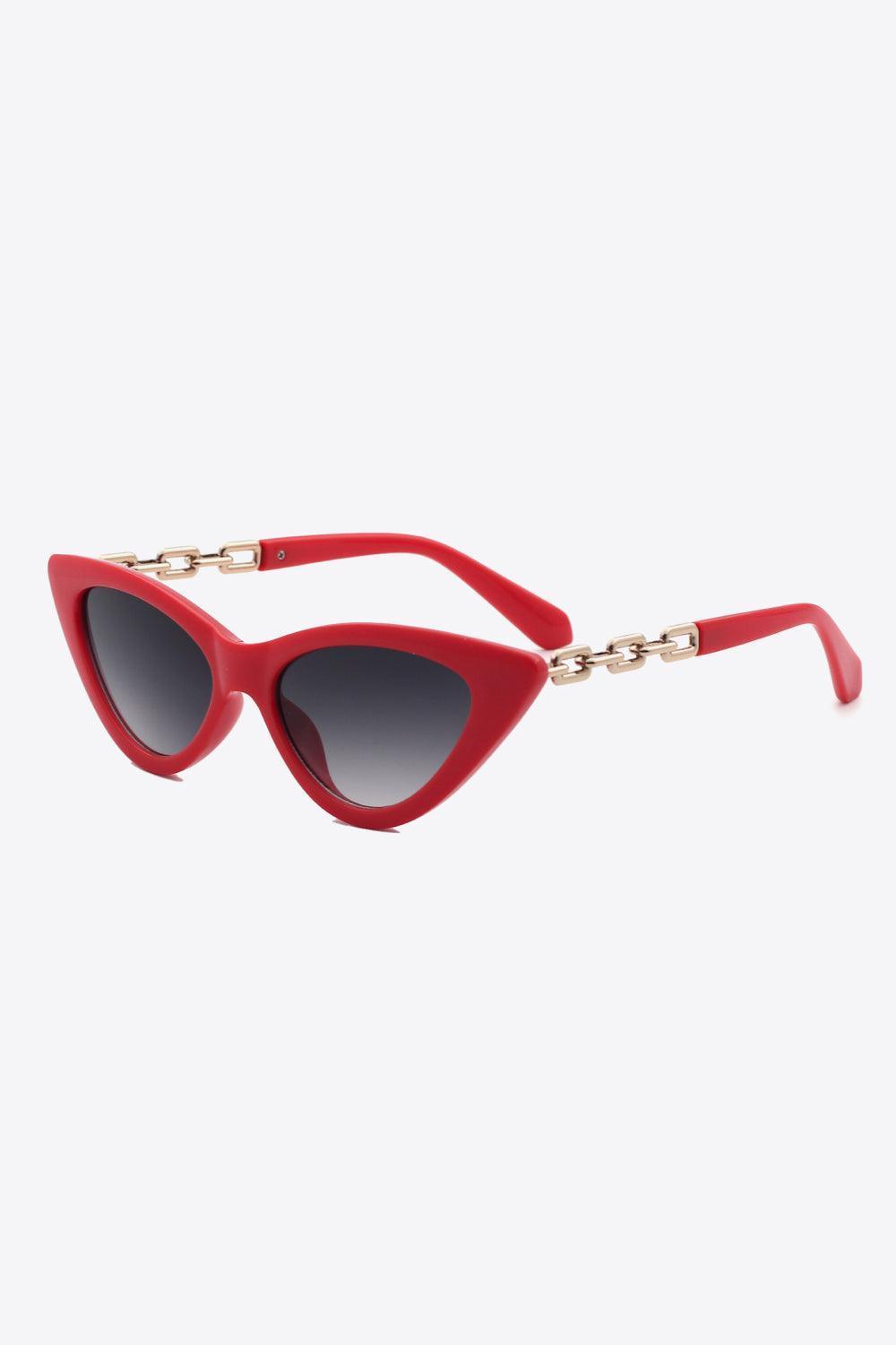 Versatile Chain Detail Cat Eye Polycarbonate Sunglasses - MXSTUDIO.COM