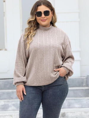 Versatile Mock Neck Plus Size Knit Top-MXSTUDIO.COM