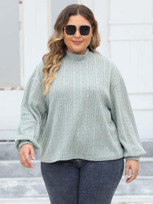 Versatile Mock Neck Plus Size Knit Top-MXSTUDIO.COM