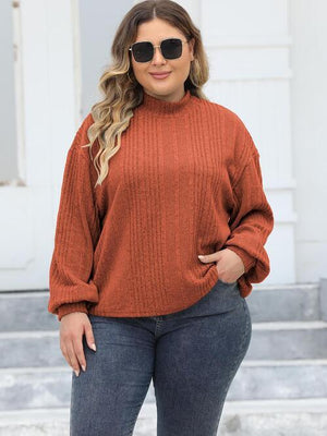 Versatile Mock Neck Plus Size Knit Top-MXSTUDIO.COM